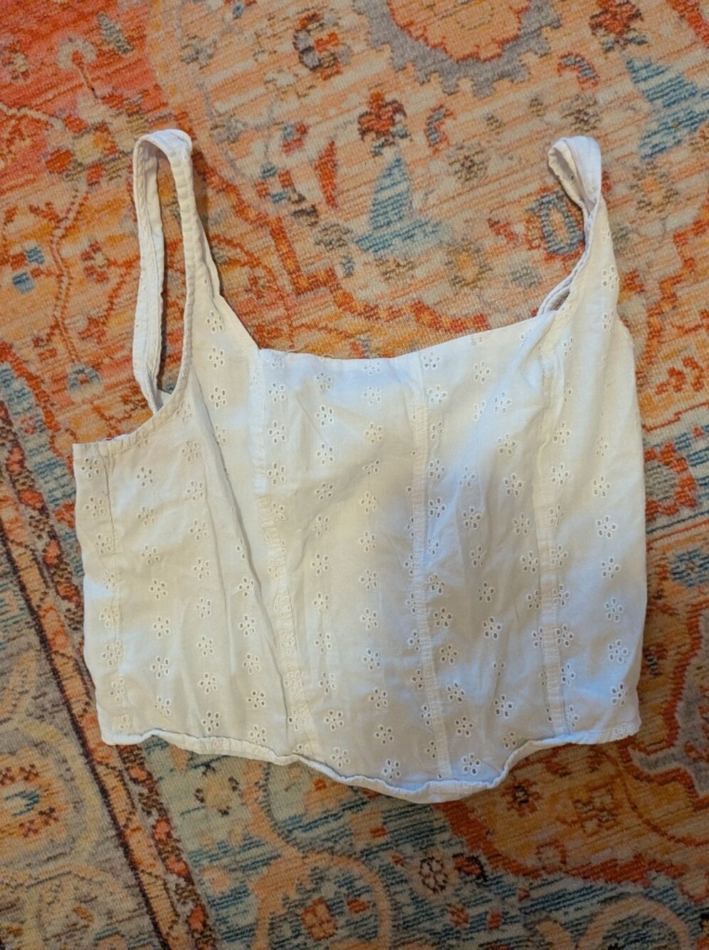 Hollister White Eyelet Square-Neck Crop Top